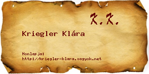 Kriegler Klára névjegykártya